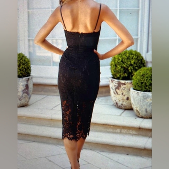 Hello Molly Messing with Me Black Lace Sweetheart Neck Sheer Skirt Midi Dress XS - Picture 5 of 15